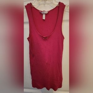 Gap Body Women's Pink Ribbed  Rhinestone Bow Tank Size XS